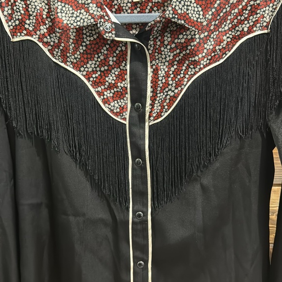 Idyllwind Black and Red Western Fringe Shirt - Picture 7 of 12